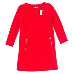 Gap NWT Cherry Red A-Line Shift Dress Women's XS Long Sleeve Party